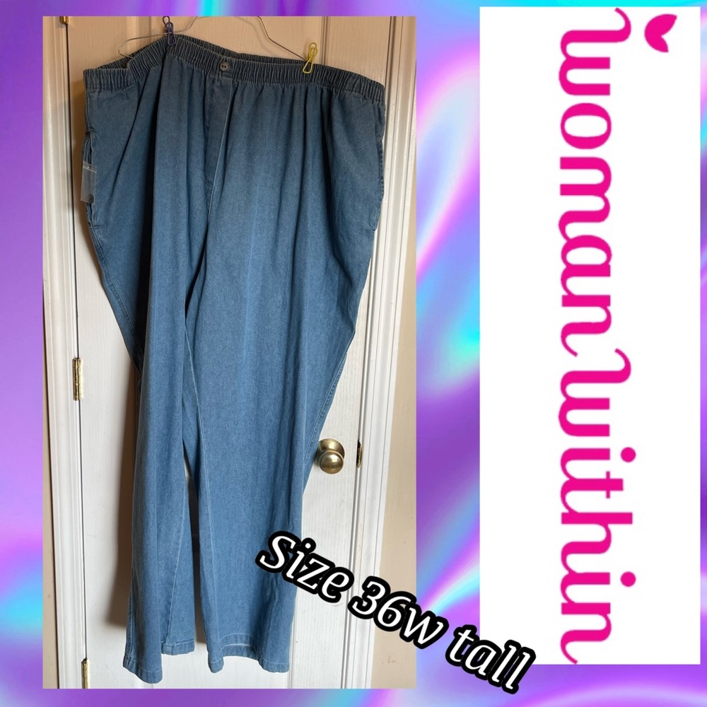 Woman within 36w tall elastic waist jeans